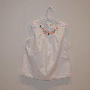 Crewcuts Girls (8) White Summer Tank Top with colorful collar